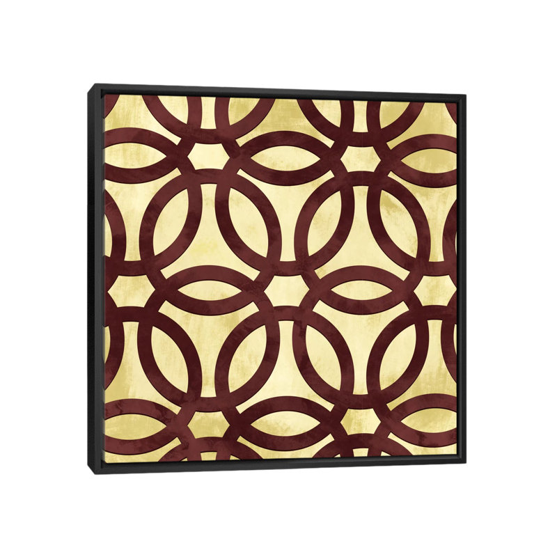Albree Modern Rings, impression sur toile, H 37 po x l 37 po x P 1,5 po, Toile avec cadre flottant noir, Pas de tapis