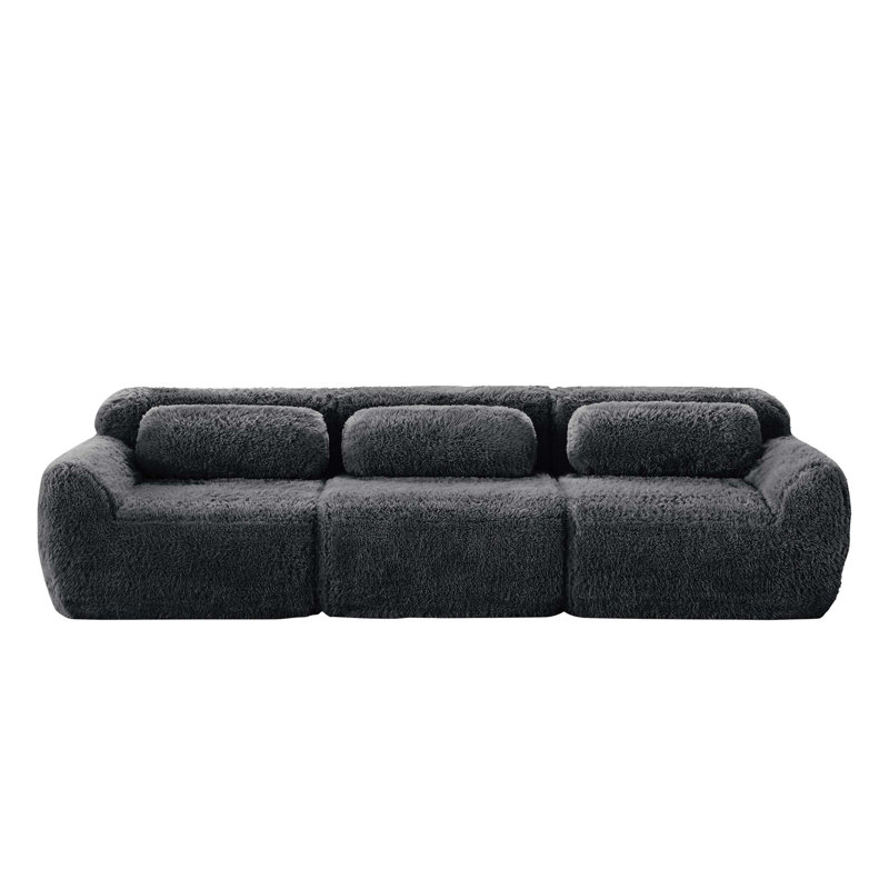 Tissu moelleux moelleux et moelleux de 114 po, canapé modulaire modulaire, conception ergonomique avec coussins décoratifs, connexion par boucle pour emballage sous vide à compression complète
