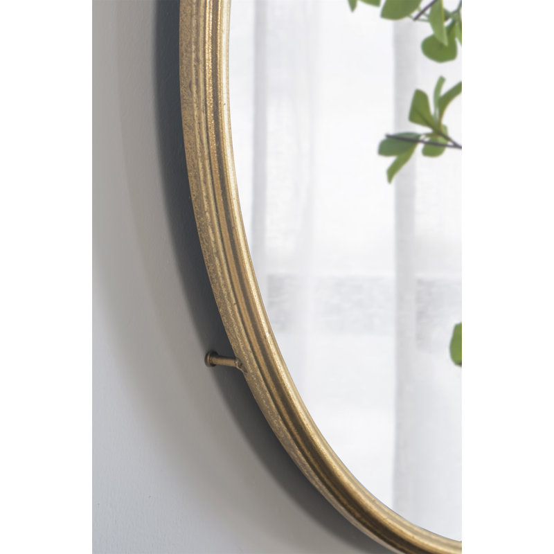 Miroir mural circulaire avec cadre en fer, 32,3 po x 26,4 po