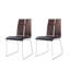 Ensemble de deux chaises d'appoint de salle à manger rembourrées en similicuir noir et argent-1502979518