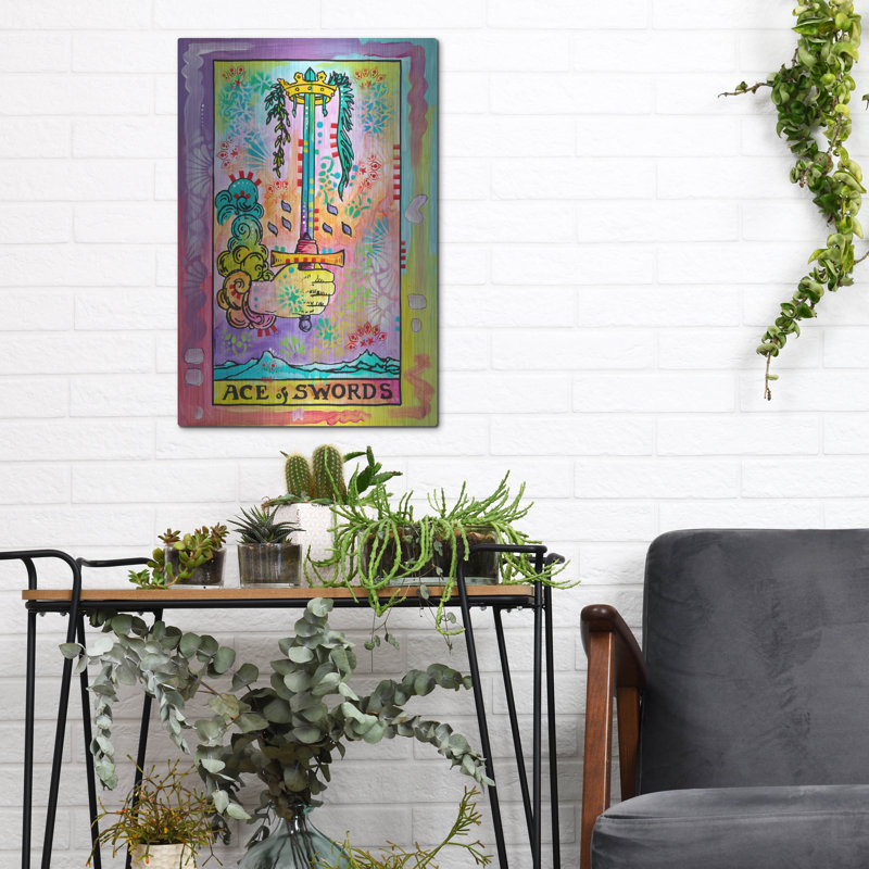 Bungalow Bungalow «Tarot - Ace Of Swords» par Dean Russo, art mural en métal, H 16 po x l 12 po