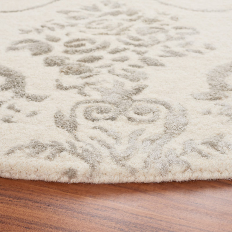 Tapis floral en laine et en viscose touffeté à la main Shillington, Rond 9 pi