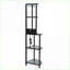 5-Tier Corner Shelf with LED Light &amp; USB Plug, Glass Holder | Metal &amp; MDF | Black