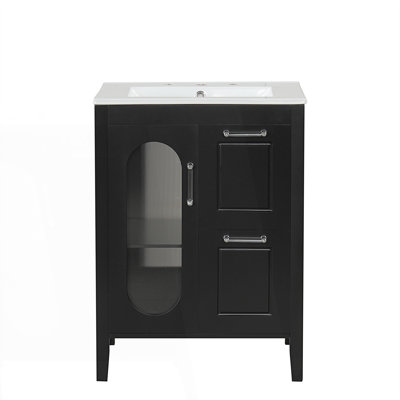 Meuble-lavabo avec lavabo, meuble-lavabo avec deux tiroirs et porte