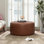  Repose-pieds rembourré rond en similicuir, repose-pieds de table basse moderne pour le salon, brun