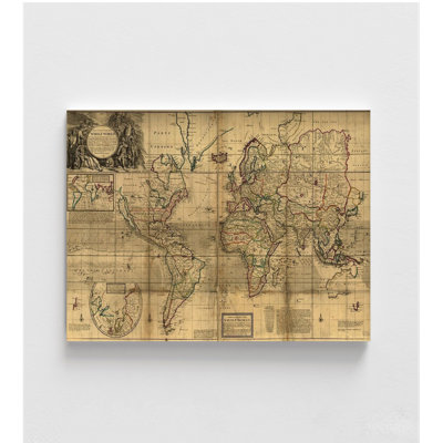 Mappemonde, carte du monde antique, très grand décor de couloir rustique, petit art mural de salon, décor de salle de bain d'invité, décor de chambre d'adolescent