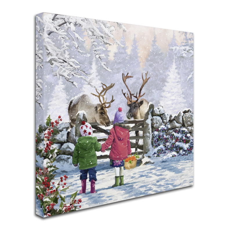 «Armand Reindeer pair» par Armand, reproduction sur toile, H 24 po x l 24 po x P 2 po