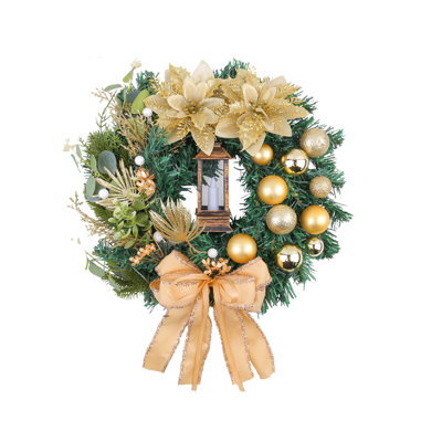 30cm Christmas Wreath Door Decoration With LED Lights Available In Red And Gold Suitable For Indoor And Outdoor Christmas Home Door Decorations