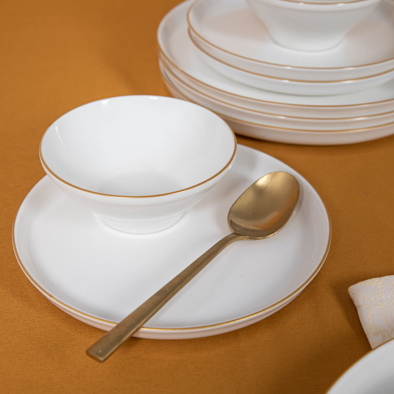 Service de table 16 pièces, service pour 4 Ovalle, Blanc / or