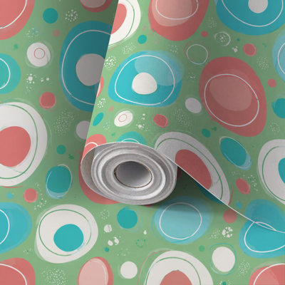 Papier peint auto-adhésif à motif de cercles colorés abstraits, adhésifs et amovibles, 17,7 po x 118 po (45 x 300 cm)