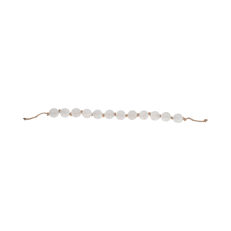 Modern Glass Beads with Woven Jute Cord - Handcrafted Single Decorative Accent with Contemporary Style and Natural Texture for Versatile Display in Any Room or Shelf Decor