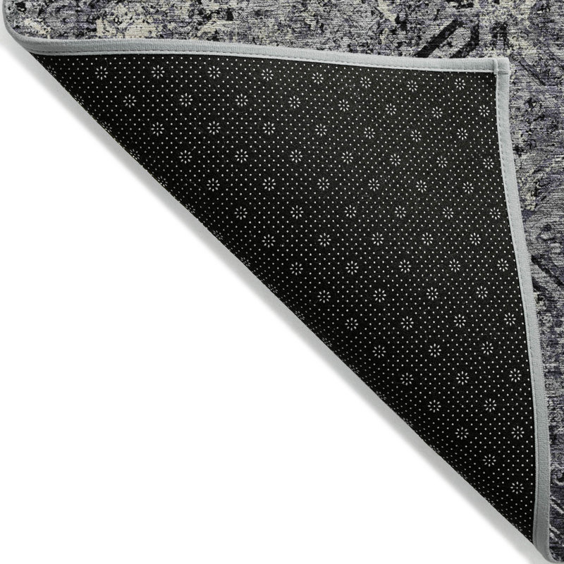 3' X 5' Black Gray And Silver Geometric Washable Indoor Outdoor Area Rug