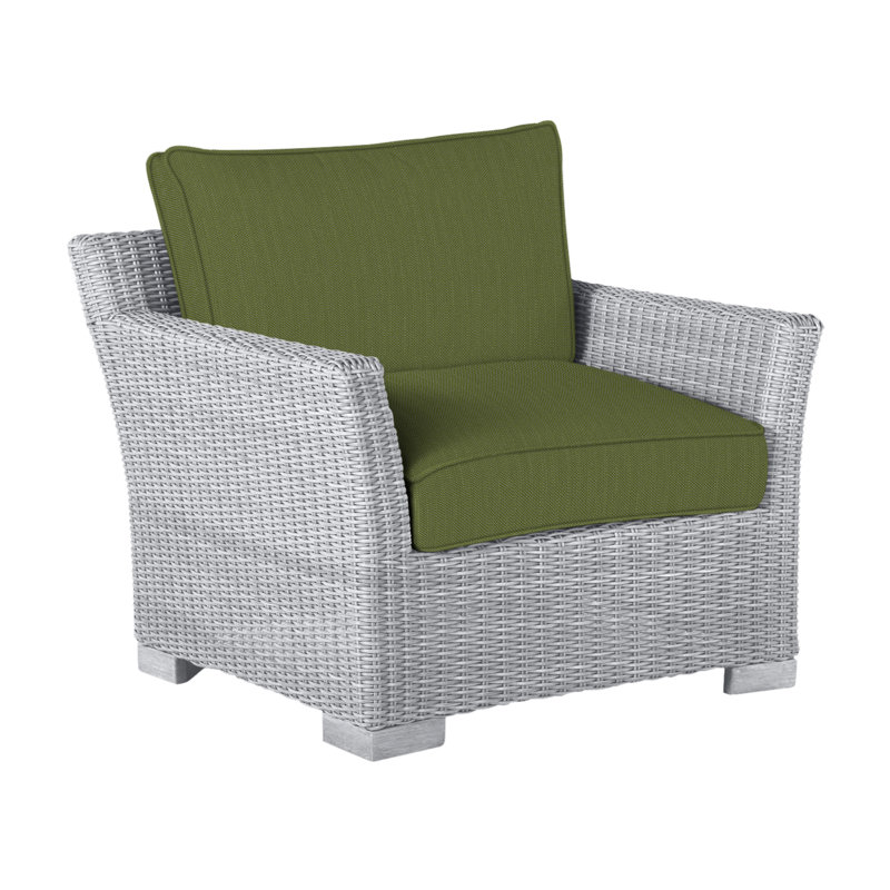 Club Patio Chair with Cushions, Oyster, Welt, Linen Forest