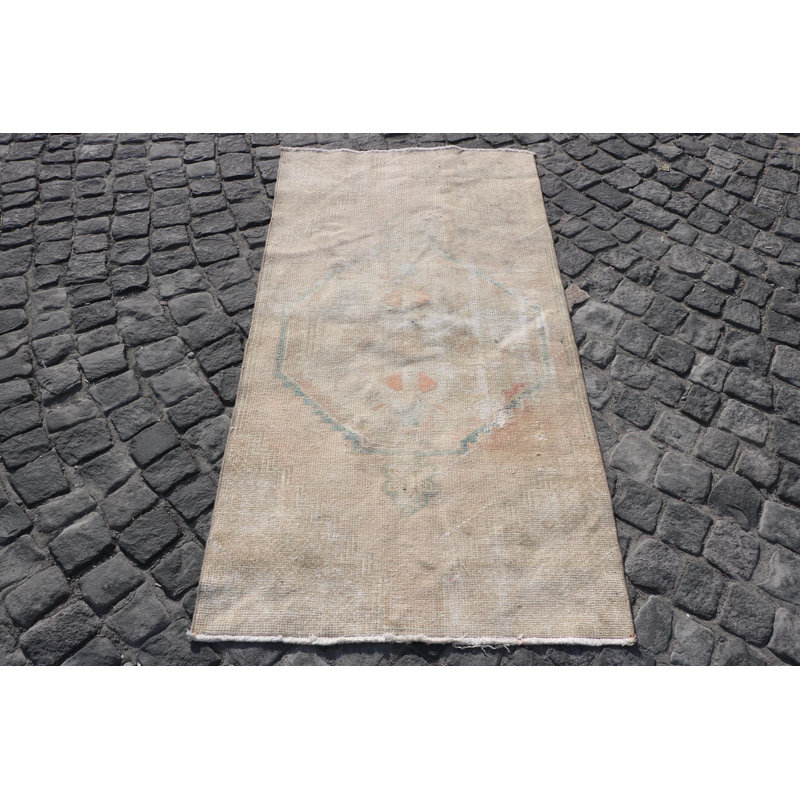 Tapis turc Oushak en laine tissé à la main - beige