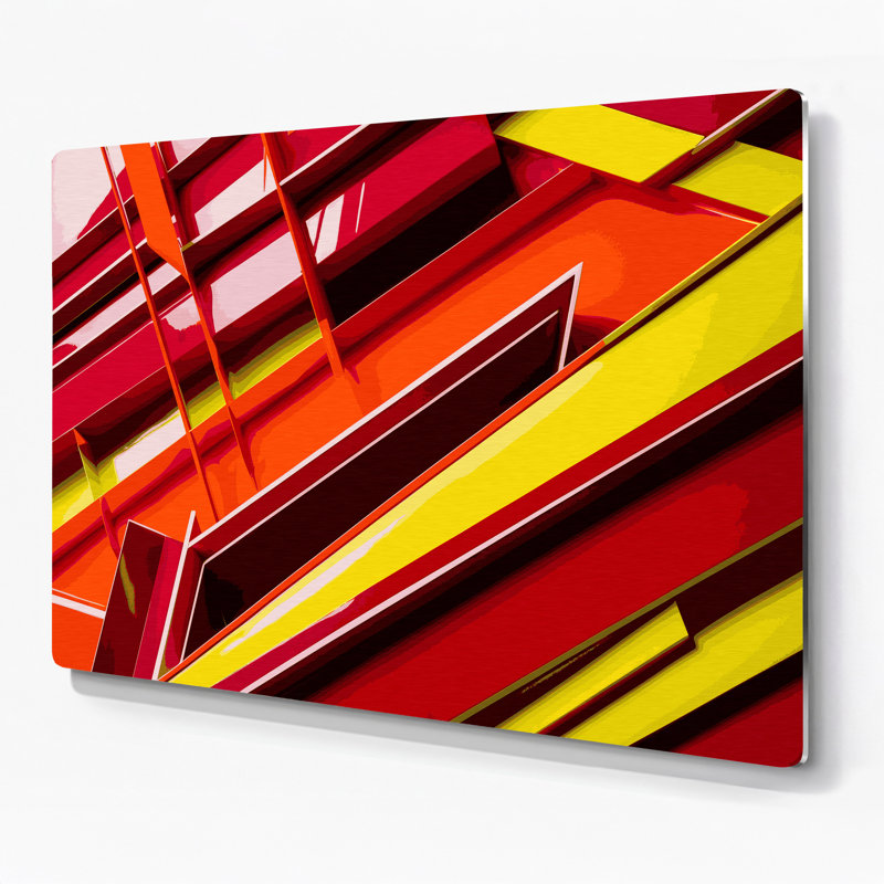Hard Edge 27, art mural en métal rouge, H 11 po x l 14 po