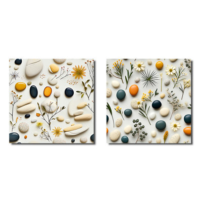 Giorgi - Ensemble de 2 collages carrés botaniques abstraits