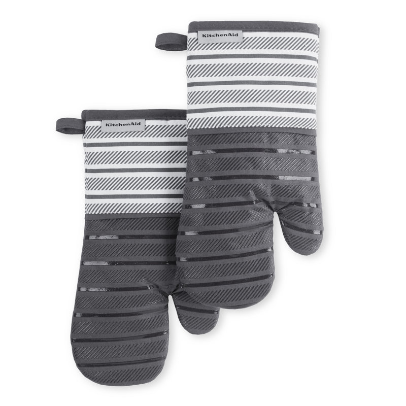 Charcoal Grey Silicone Heat Resistant Oven Mitts Set