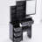 Small Space Vanity Table With Sliding Led Mirror, Brightness And Color Adjustable, Cushioned Stool, , Black Compact Left Side Bedside Padded Chair & Touch Operated Adjustable 3 Settings, American-158503288