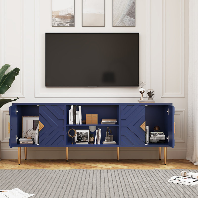 Meuble télé 63 po Leala, Bleu