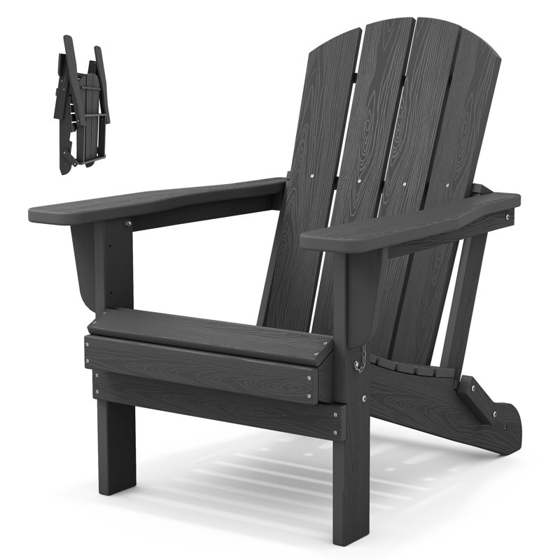 Clitheroe Foldable HDPE Adirondack Chair, Gray