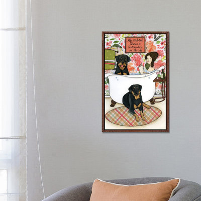 Rottweiler in the Tub 1 Piece Wall Art on Canvas