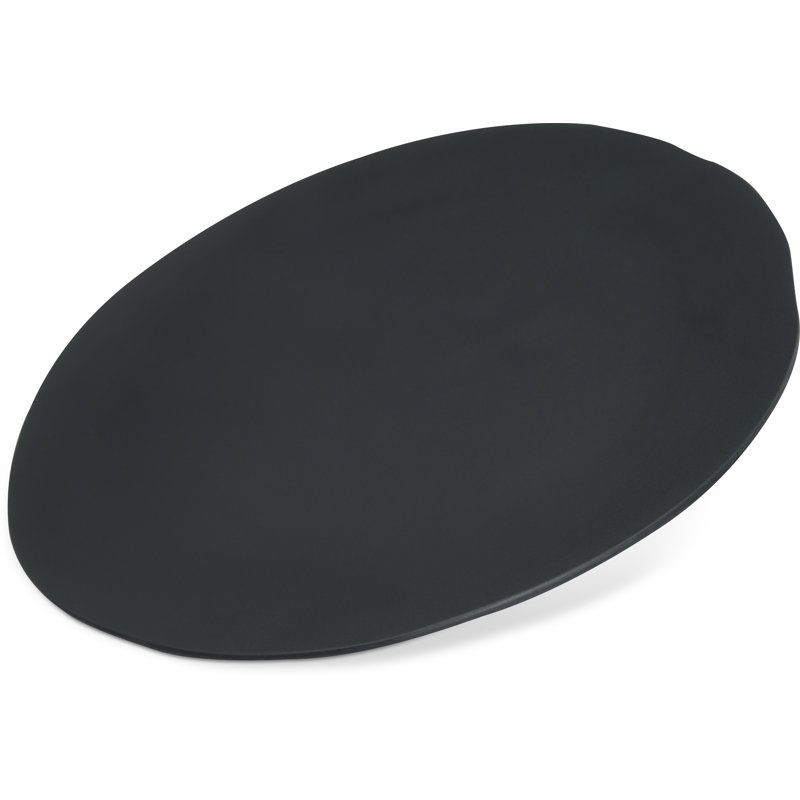 Melamine Rimless Plate 9", Cement, 12 Pack, Black