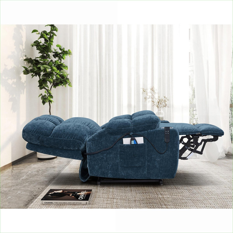 Fauteuil inclinable en tissu Power Lift, Tissu bleu