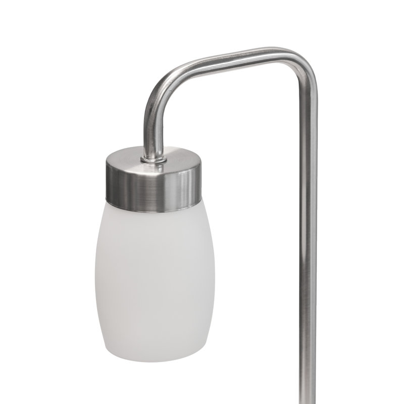 Alakai 41cm Desk Arch Metal Table Lamp with Glass Shade, Silver