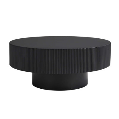 Elegant Easy Assembly Round Coffee Table,Modern Drum End Table,Minimalist Fluted Center Table with Sturdy Base for Living Room