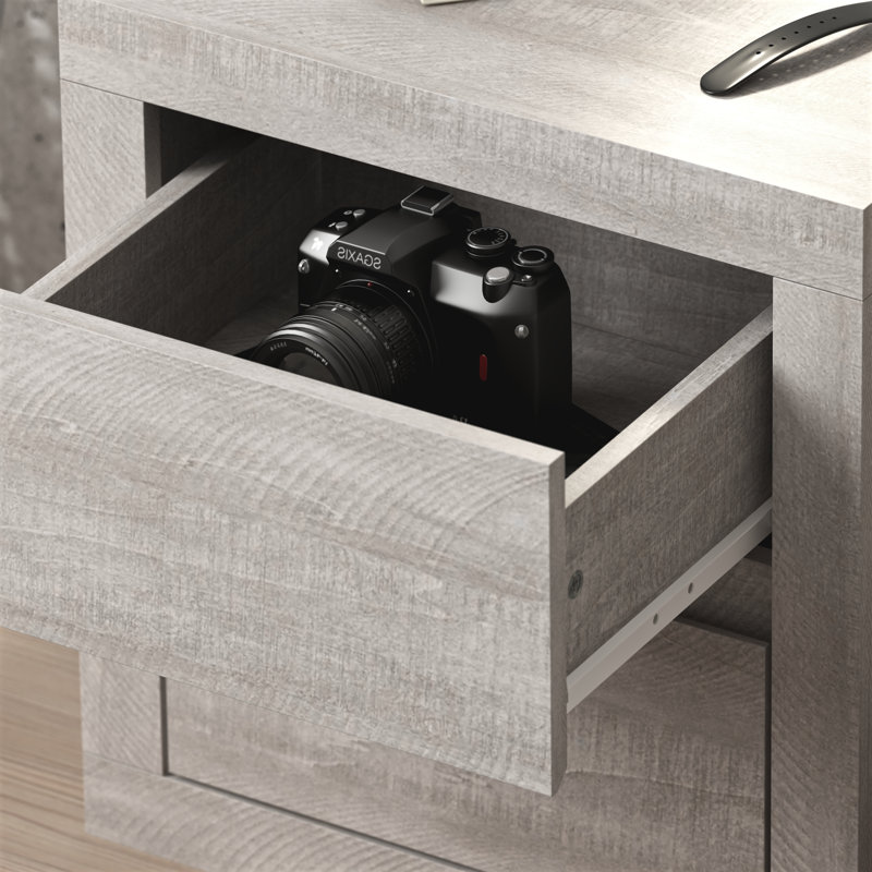 Brannick 20.3" Tall 2 - Drawer Nightstand, Dusty Gray Oak