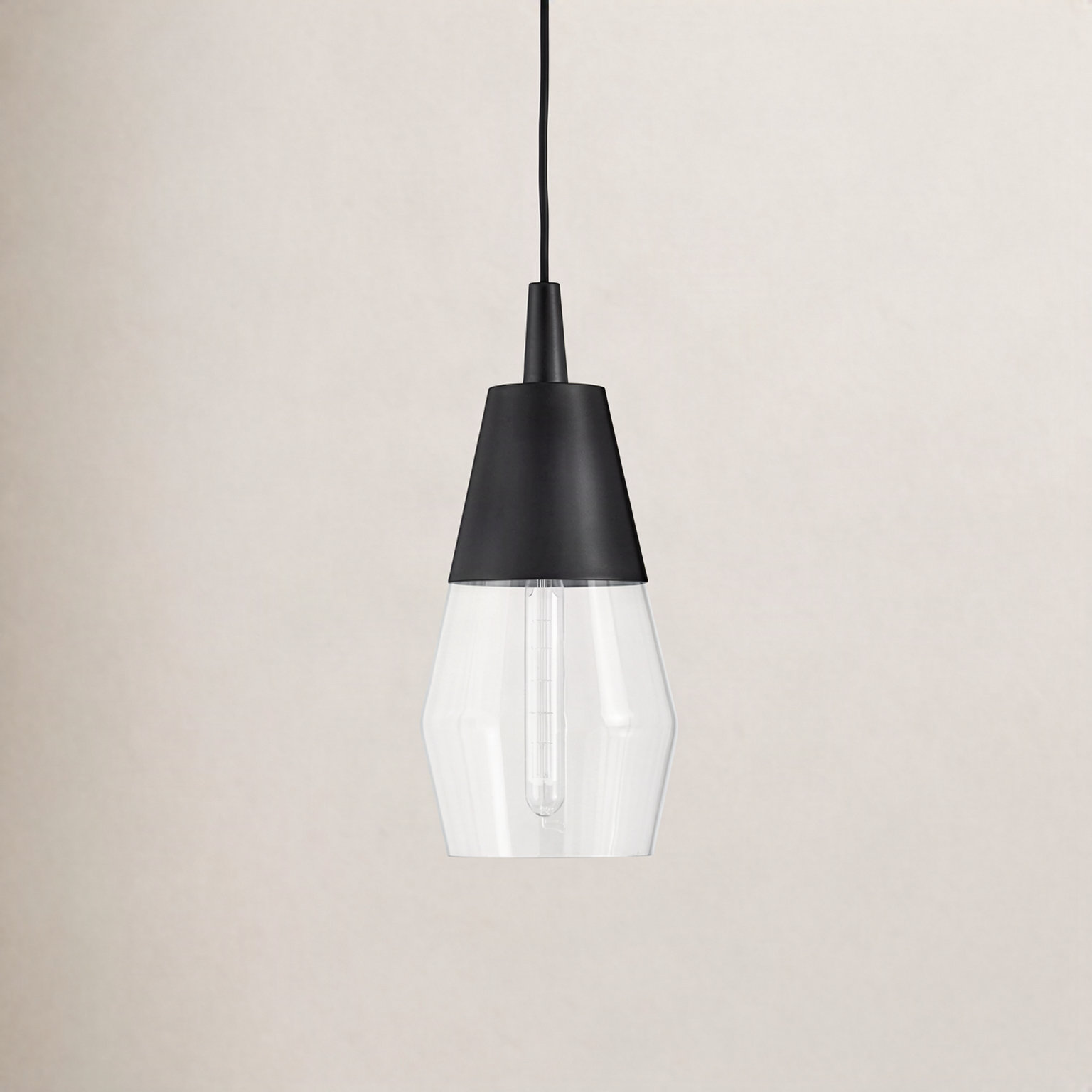 Seraphina Single Light Glass Dimmable Pendant, Black