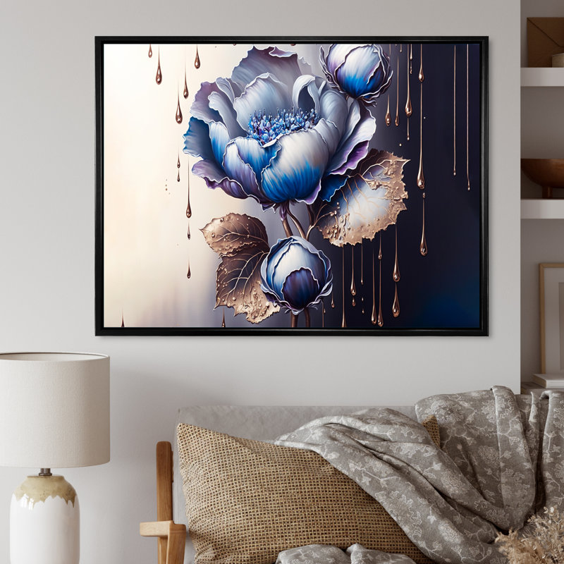 Ice Blue And Purple Violets I Framed On Canvas Print