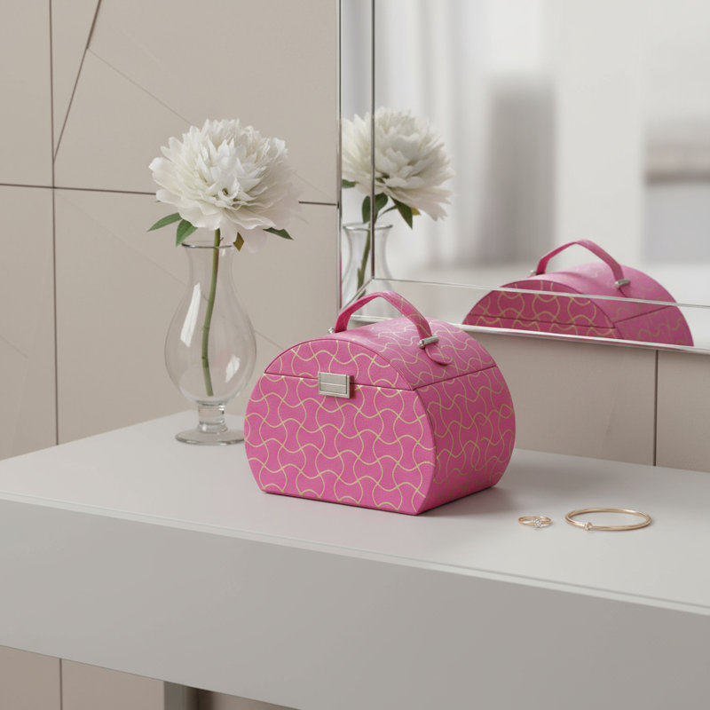 Coffret de voyage 9 "en cuir et rose