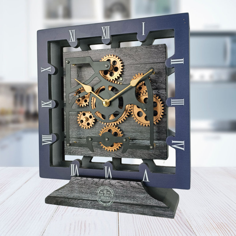 Solid Wood Wall Clock, Carbon/Grey