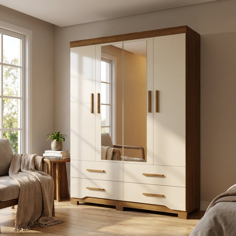 Armoire blanche 61,8 "Miami, Naturel / blanc