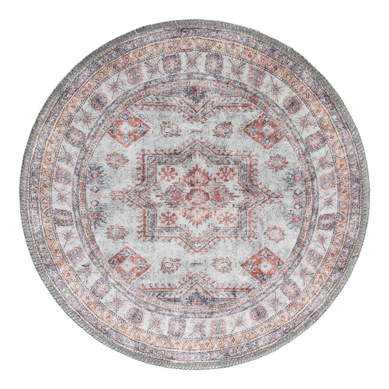 Macchione Performance Chenille Floral Indoor Rug, Round 2' x 2'