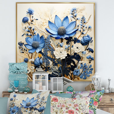 " Blue Bonnets White Flowers Bouquet "