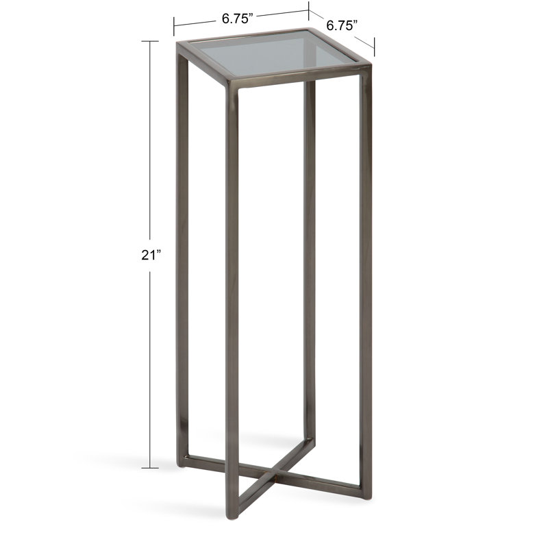 Marisol End Table, Black Glass Top/Pewter Base