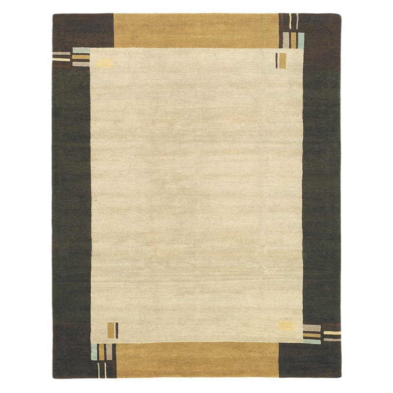 Kensington Wool Geometric Area Rug in Beige/Gray, Rectangle 6' x 9'