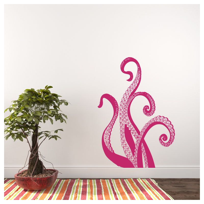 Adhésif décoratif pieuvre, Rose vif