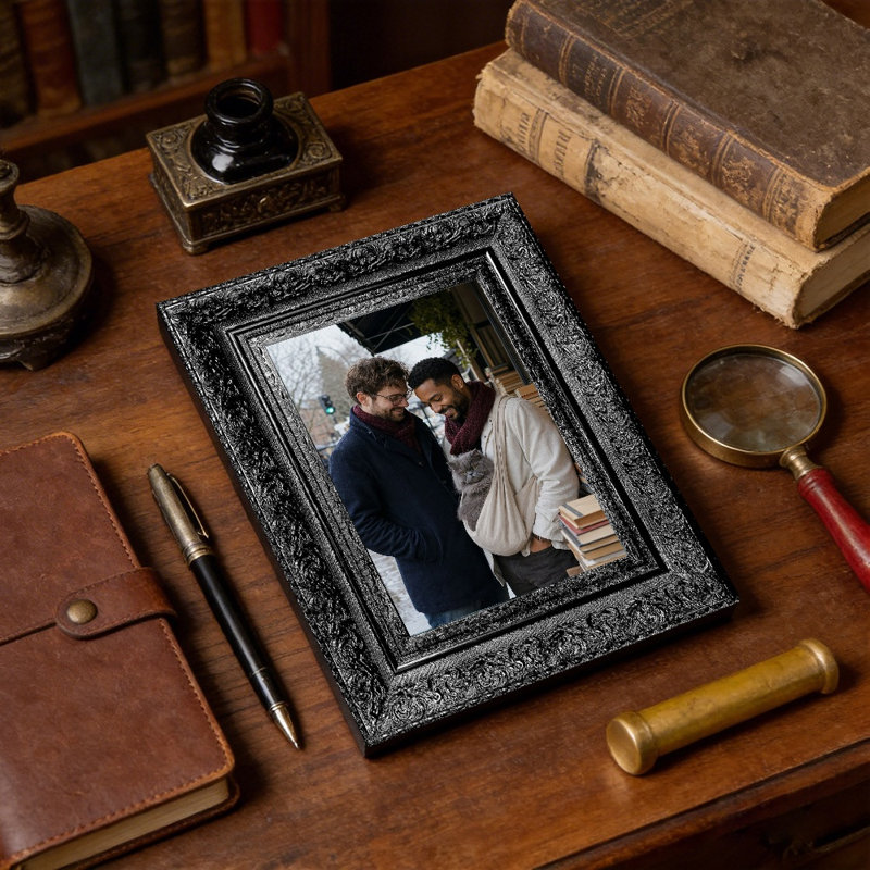 Cadre photo noir chaud 1 po 8 po x 10 po avec support de table et crochets muraux