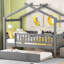 Lit plateforme simple avec lit gigogne et toit en bois de pin massif