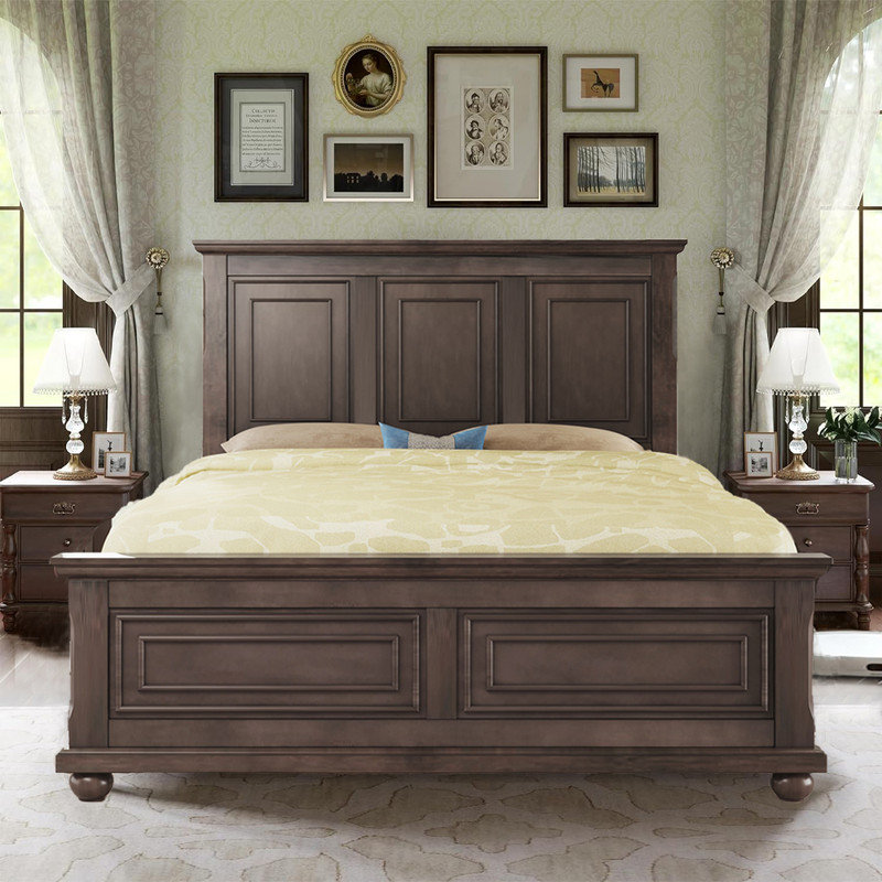 Demint Solid Wood Platform Bed, Brown, Full