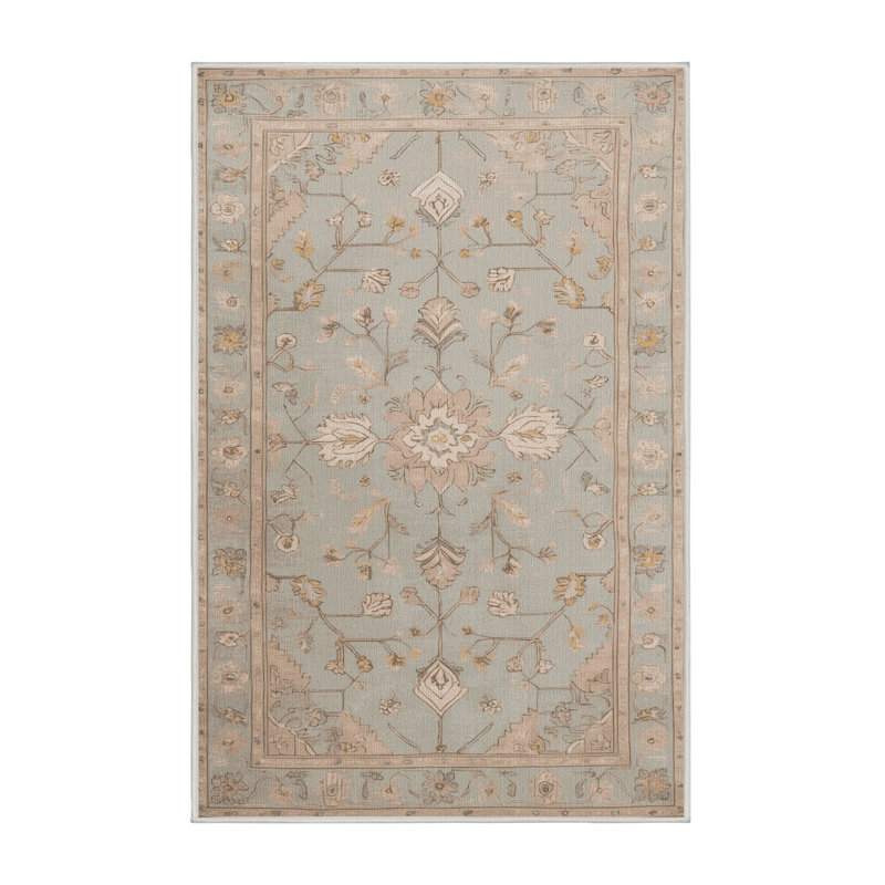 Tapis beige lavable à la machine Afyon, Rectangle 3 pi x 5 pi