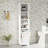 Tall Bathroom Storage Cabinet With Open Shelves And Laundry Hamper-2029937052