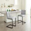 Tabouret de bar gris séduisant avec rainure verticale, structure en métal noir pour îlot de cuisine, 2 cadres carrés élégants-1505430118