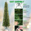 Arbre de Noël 6 pi avec 150 lumières DEL blanc chaud - Arbre en PVC mince avec 358 pointes, conception compacte, support en métal stable, facile à assembler-1560478593