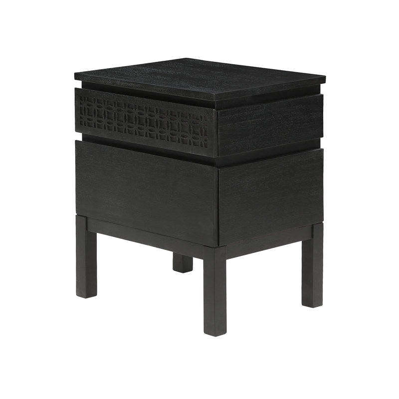 Behling 50 cm W Bedside Table, Black Charcoal