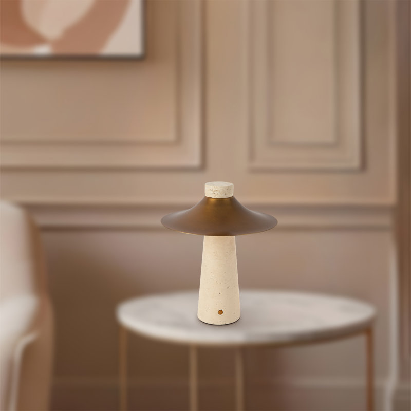 Hagen 12-in Black dimmable LED Table Lamp, Vintage Brass
