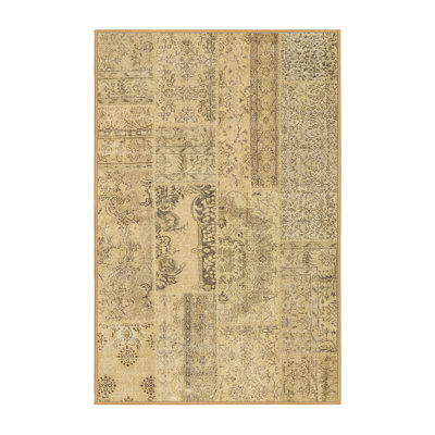 Tapis brun contemporain lavable à la machine 2621